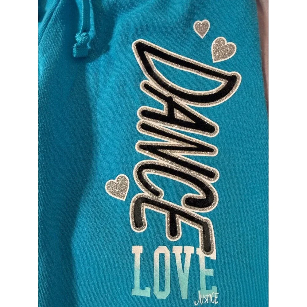 Vintage Justice Turquoise Y2K Fold-Over Graphic Sweatpants Size 14/16